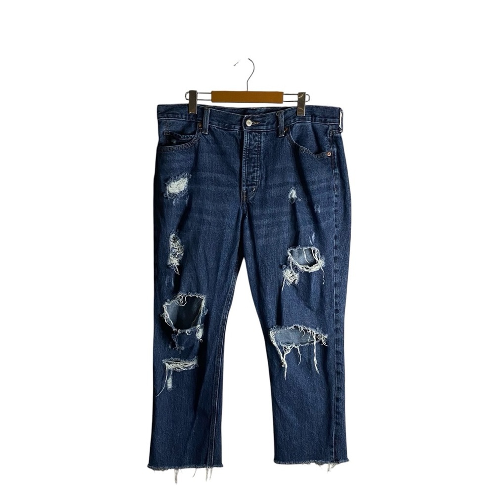 Old Navy Women's High Rise Slouchy Straight Distressed Denim Jean